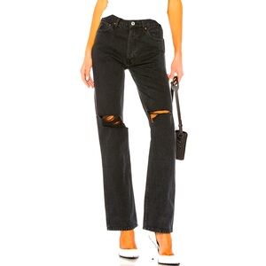 Re/done high rise loose Black Distressed Jeans